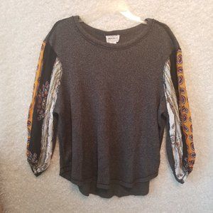 For the Republic Waffle Knit Boho Contrast Balloon Sleeve Top Size 1X